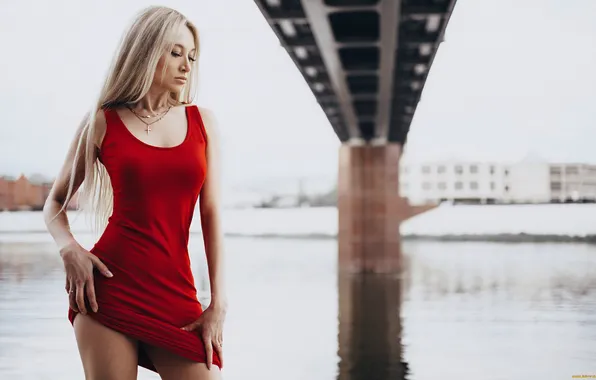 Картинка girl, beautiful, model, pretty, blonde, cute, long-haired, mini dress