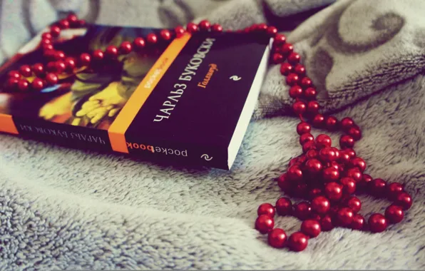 Красный, серый, бусы, книга, голливуд, чарльз, буковски