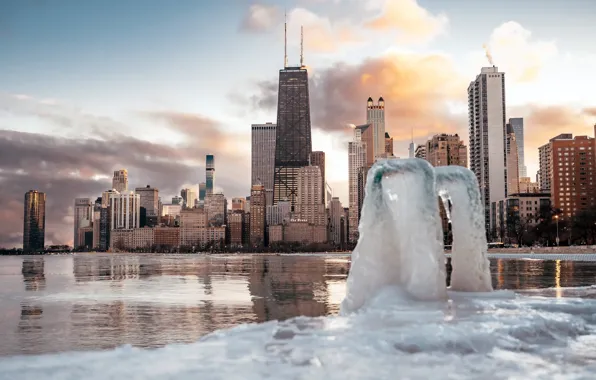 Зима, город, Chicago