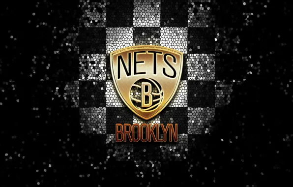 Wallpaper, sport, logo, basketball, NBA, Brooklyn Nets, glitter, checkered