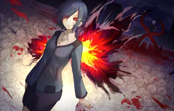 Девушка, гуль, Ken Kaneki, Touka Kirishima, Канеки Кен, Тока, Токийский Гуль: Перерождение, Tokyo Ghoul: Re