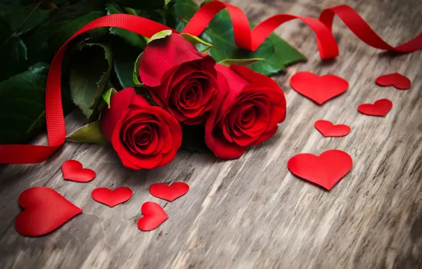 Картинка розы, red, love, бутоны, heart, wood, flowers, romantic