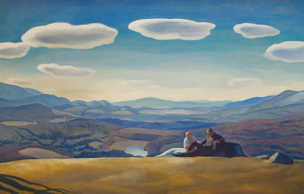Картинка облака, пейзаж, горы, нирвана, картина, Rockwell Kent, Рокуэлл Кент