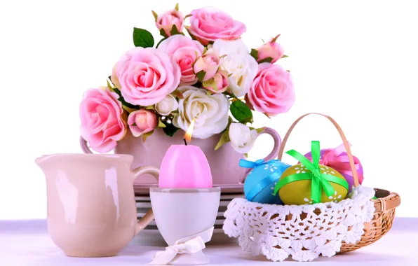 Розы, яйца, пасха, pink, flowers, eggs, easter, roses
