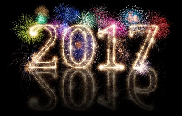Картинка new year, happy, fireworks, 2017