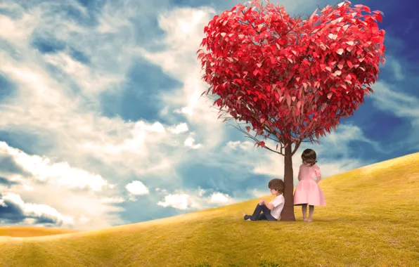 Картинка любовь, сердце, love, heart, tree, romantic