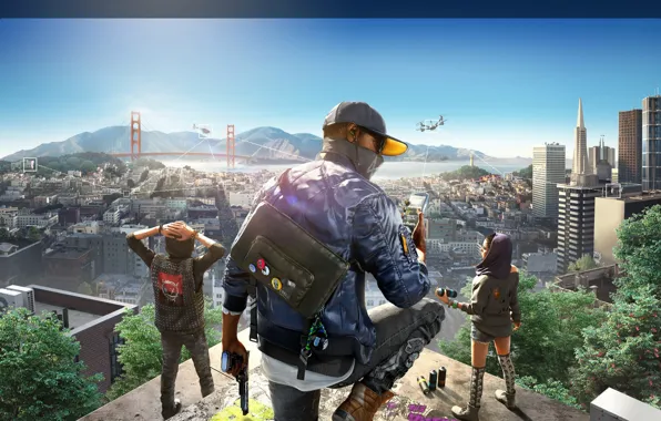 Город, очки, кепка, пушка, мобильник, хак, Watch Dogs2