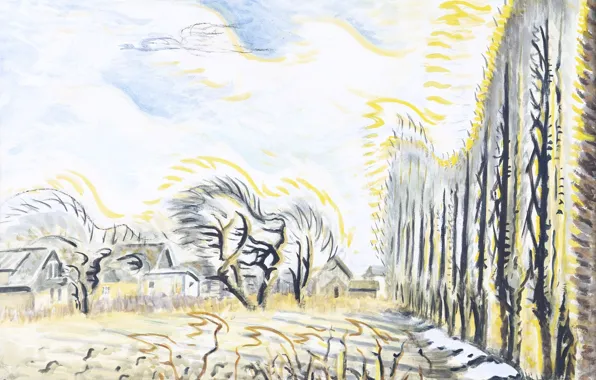 Картинка Charles Ephraim Burchfield, 1947-57, The Wind Harp, February Wind and Sunlight