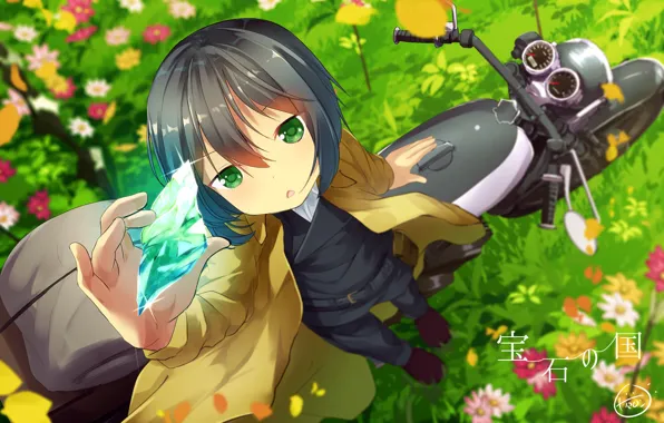 Кристалл, аниме, арт, мотоцикл, Kino's Journey
