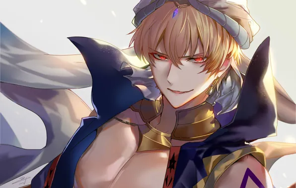 Взгляд, парень, Gilgamesh, Fanart, Caster, Fate/Grand Order, Pixiv, Fanart From Pixiv