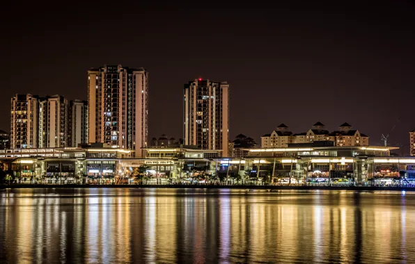 City, light, night, view, malaysia, putrajaya