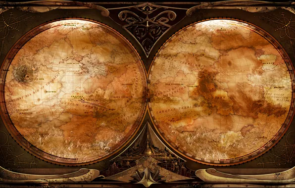 Карта, стимпанк, разворот, steampunk, the map
