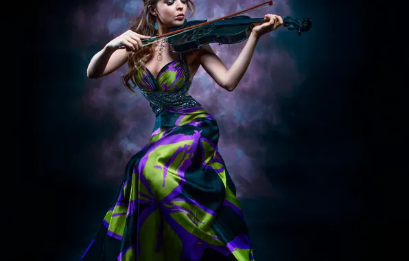 Картинка девушка, скрипка, игра, The Violinist