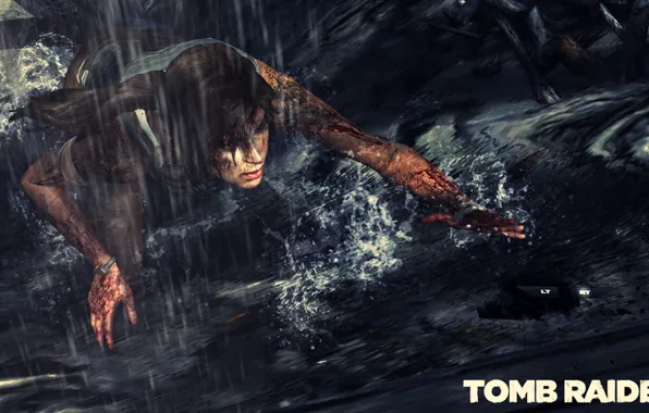 Картинка вода, девушка, камера, Tomb Raider, lara croft