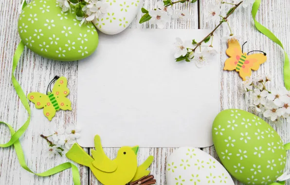 Цветы, яйца, весна, colorful, Пасха, happy, wood, blossom