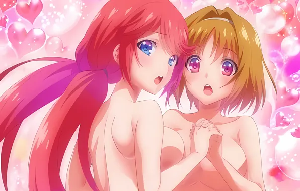 Sexy, pink hair, long hair, girls, boobs, anime, blue eyes, beautiful