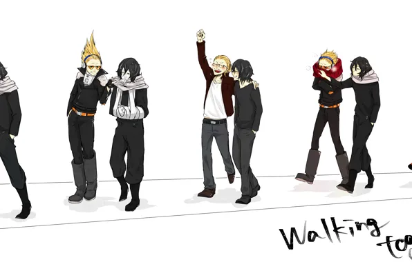 Аниме, парни, друзья, Boku no Hero Academia, Aizawa Shouta, Present Mic
