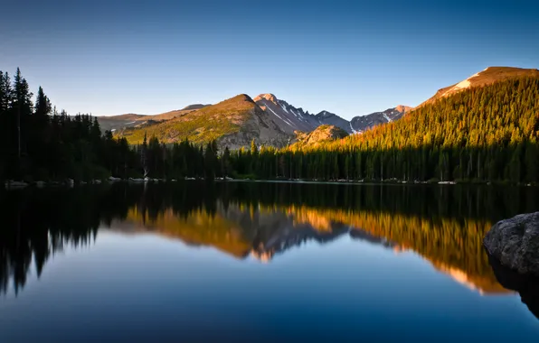Осень, лес, горы, природа, озеро