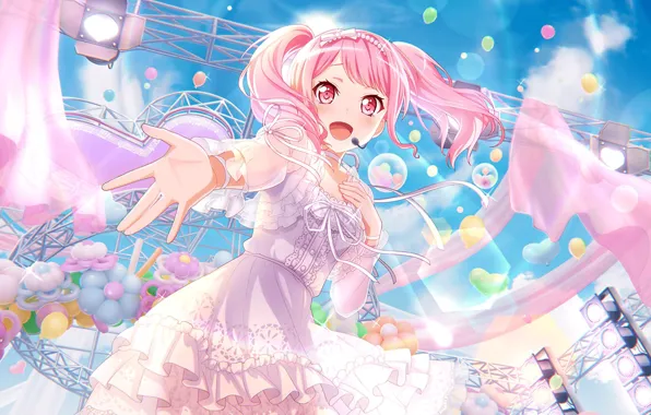 Девочка, певица, милашка, розовый цвет, BanG Dream!