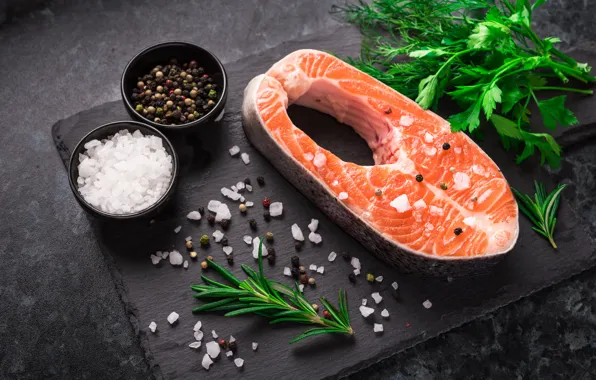 Еда, рыба, укроп, петрушка, морепродукты, специи, розмарин