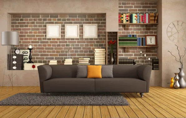 Картинка диван, интерьер, подушки, библиотека, старинные, гостиная, living room, interior