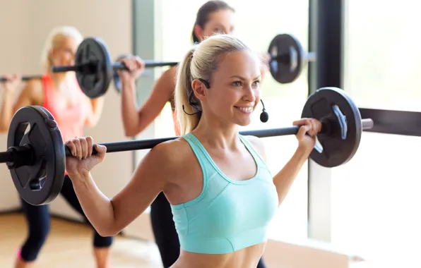 Картинка woman, trainer, aerobics class with weight