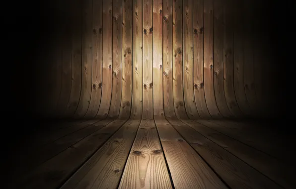 Картинка wall, woods, floor, effect, tables, curved pattern