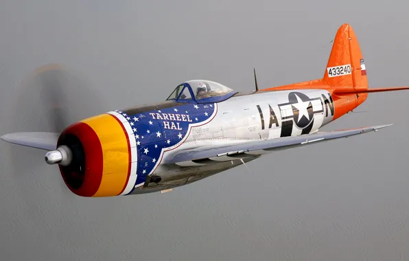 Картинка полет, ретро, самолет, пилот, пропеллер, Thunderbolt P-47
