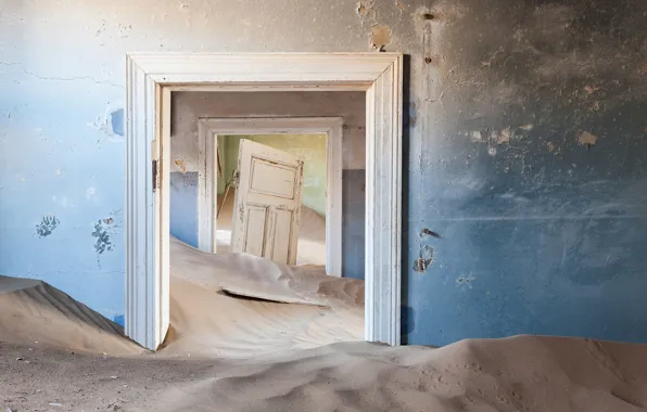 Картинка песок, стены, двери, дюны, комнаты