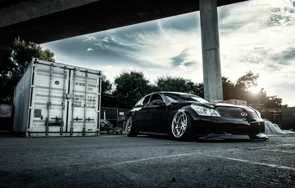 Картинка black, Infiniti, G37, Инфинити, Tuning, Vossen, stance