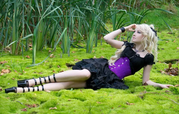Girl, Purple, Blonde, Cute, Dress, Maria Amanda, Maria Amanda Schaub