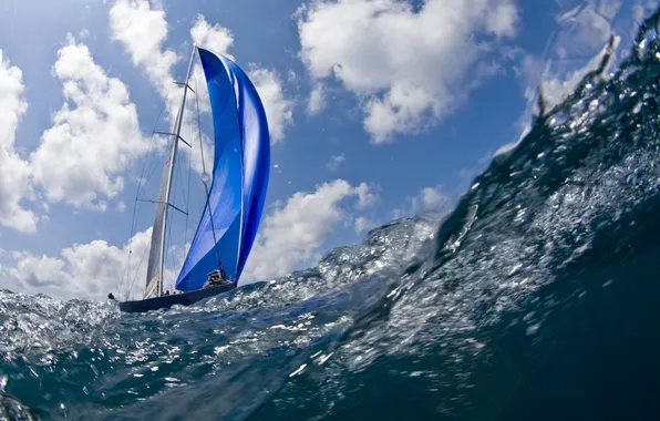 Море, волны, движение, ветер, лодка, парус, парусный спорт, Sailing Yacht