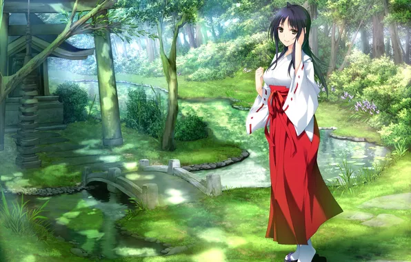 Картинка лес, девушка, iizuki tasuku