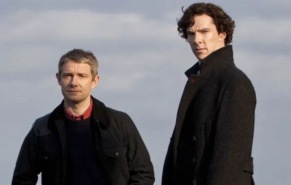 Фон, двое, друзья, Мартин Фримен, Бенедикт Камбербэтч, Benedict Cumberbatch, Sherlock, Sherlock BBC