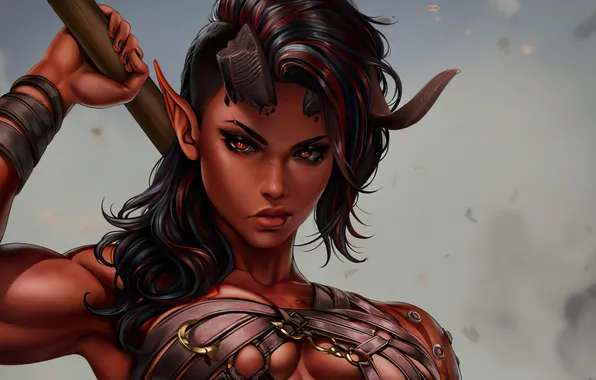 Girl, game, character, art, artwork, baldur's gate 3, Karlach