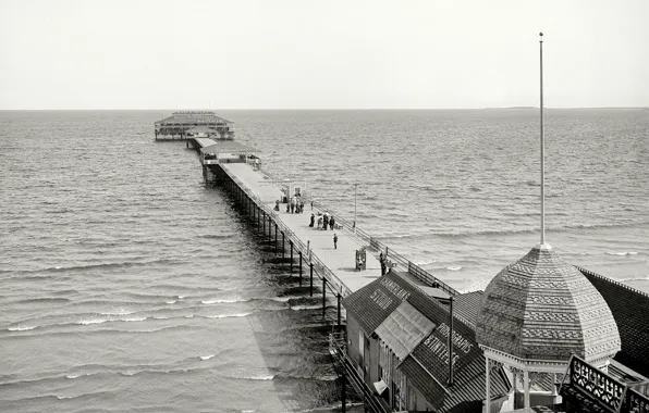 Море, ретро, Флорида, пирс, США, 1902-й год