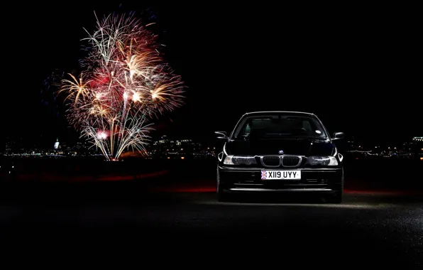 Фары, БМВ, фейерверк, black, BMW 3 Series