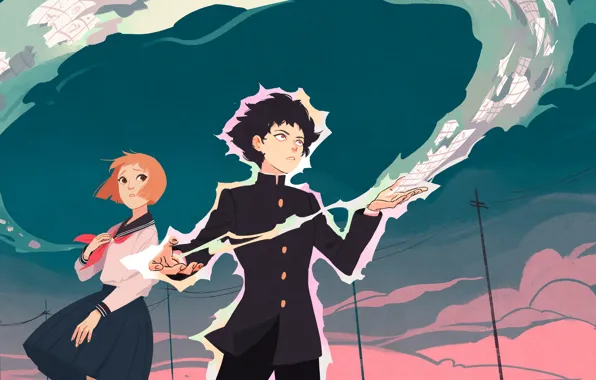 Девушка, арт, Кагеяма Шигео, Моб психо 100, mob psycho 100