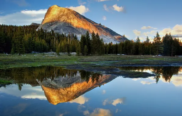 Картинка природа, озеро, отражение, гора