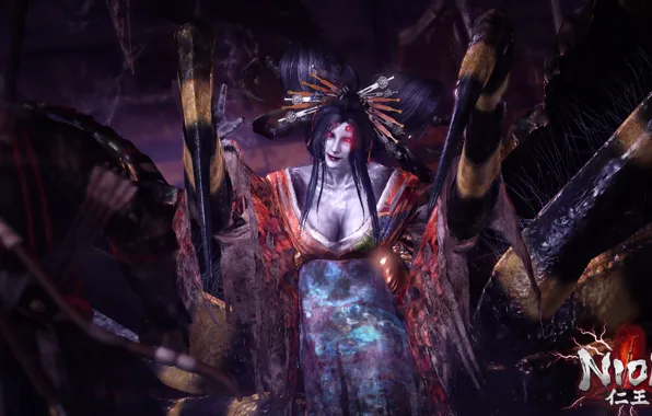 Женщина, игра, паук, демон, spider, nioh