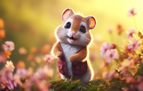 Картинка hamster, ai art, in clothes