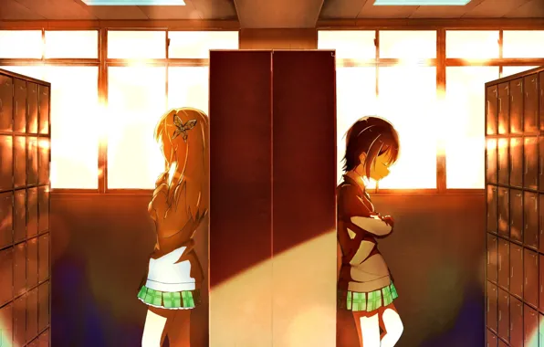 Аниме, boku wa tomodachi ga sukunai, kashiwazaki sena, mikazuki yozora, школьные шкафчики.
