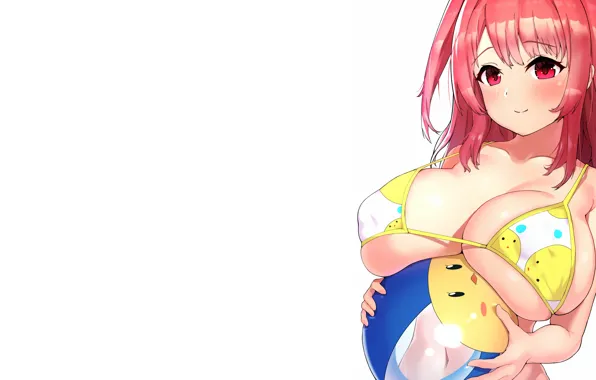 Girl, sexy, cleavage, pink hair, long hair, boobs, anime, beautiful