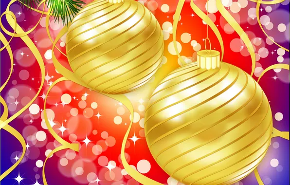Картинка шарики, огни, праздник, блеск, рождество, серпантин
