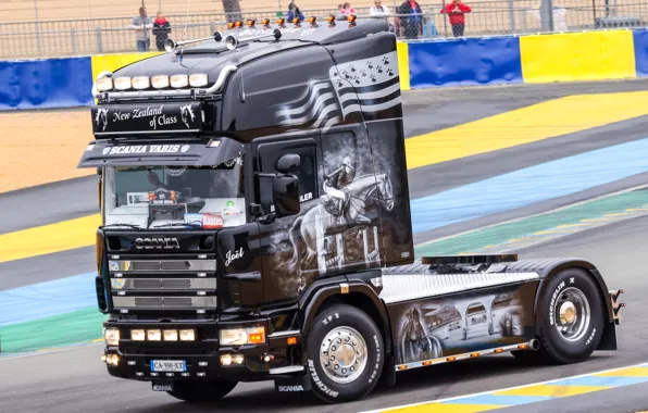 Black, Truck, Scania, Horse, Scania V8