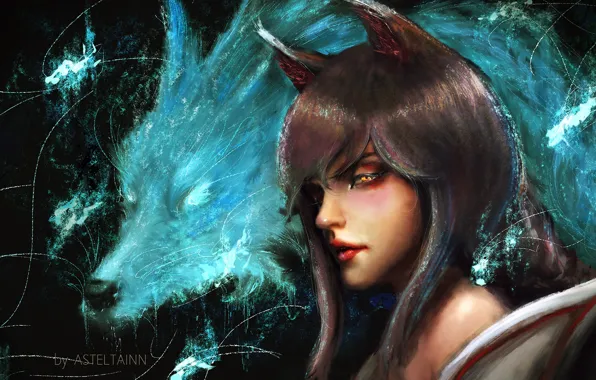 Лисица, League of Legends, Ahri, девувшка