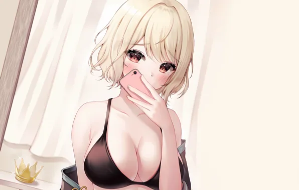 Girl, sexy, lingerie, bra, cleavage, boobs, anime, beautiful