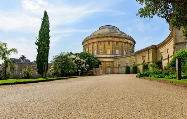 Дорога, деревья, здание, Англия, house, England, Ickworth