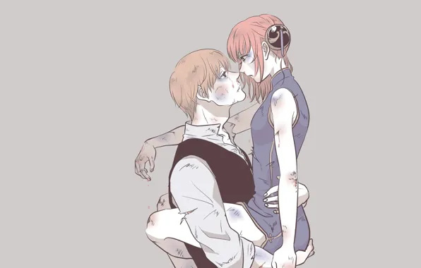 Аниме, двое, раны, Gintama, ссадины