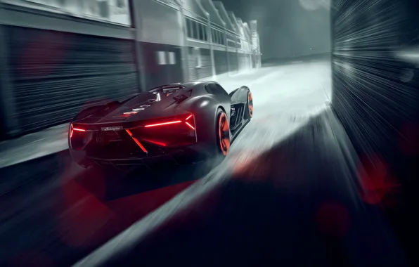 Lamborghini, Light, Speed, Hypercar, Rear, Terzo Millennio